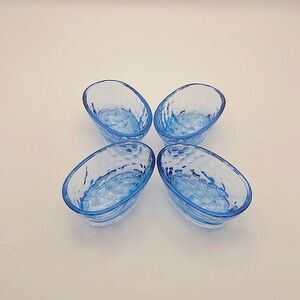 Glow!! 4 small, blue, glass molds with grape design for molding gelatin, etc!